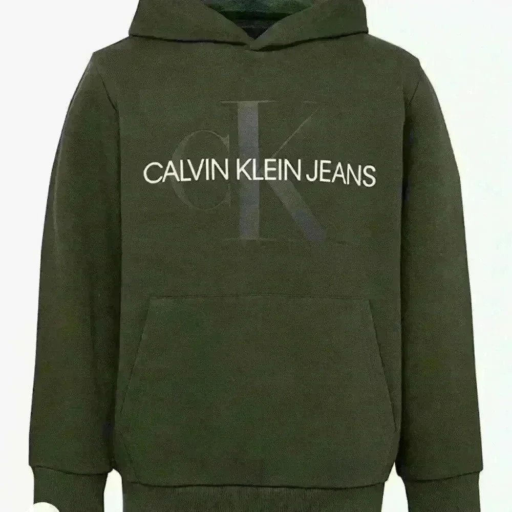 Calvin Klein Big Boys Old School Logo Pullover Hoodie Sequoia M(10/12)